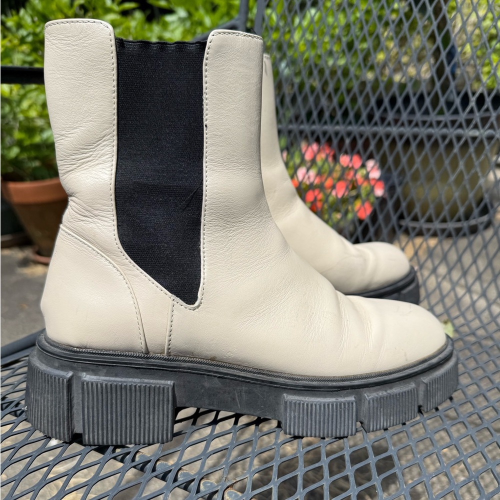 Black and Cream Women's Chunky Boots
